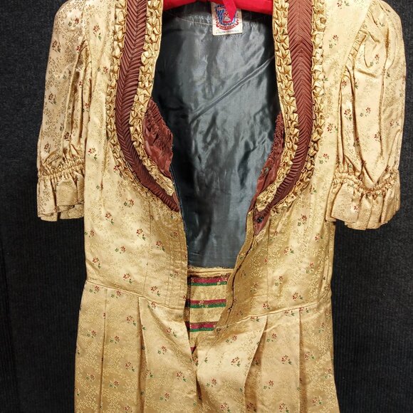 1950s Gold Floral Damask Dirndl Dress from Munich - Picture 3 of 13